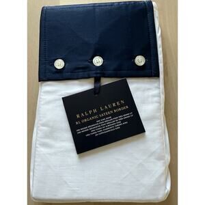 Ralph Lauren Palmer Percale King Sham Organic Cotton Polo Navy Trim